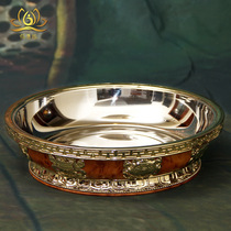 Tibetan stainless steel fruit plate auspicious eight-treasure round fruit plate small size the outside is plastic beautiful and practical