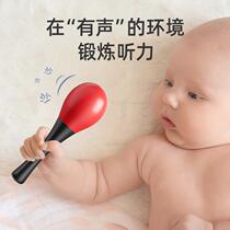 Small sand hammer baby red baby hand holding hearing pursuit training toy can chew rattle educational black and white card