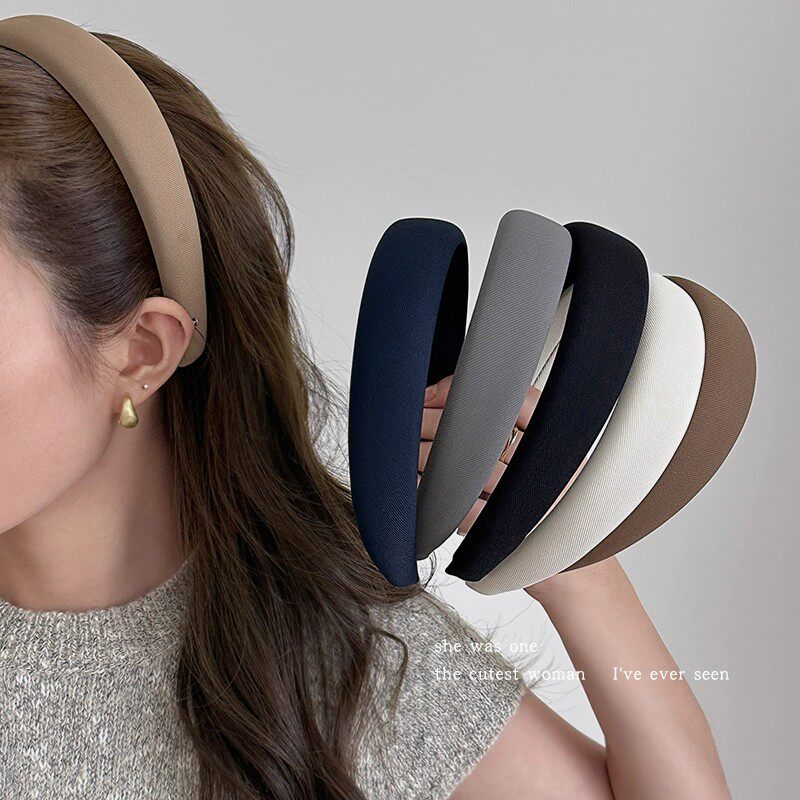 French style solid color headband for women, wide-brimmed sponge headband, new autumn and winter style hair clip, hair tie, everyday wear.