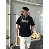 (Deposit cash on delivery) 2024 Summer Internet Celebrity Printed Short-Sleeved Mens European and American Trendy Luxury Joint Recommended T-Shirts for Women