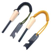 Outdoor camping multi-functional flint stone outdoor survival portable paracord braided solid scraper scale
