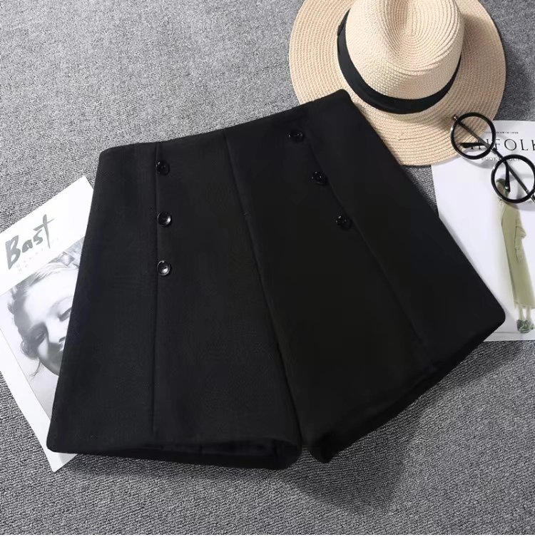 Quần short len ​​nữ mùa thu đông 2018 phiên bản Hàn Quốc mới của quần lửng cạp cao cạp cao, quần lửng ống rộng thoải mái bên ngoài mặc quần bốt