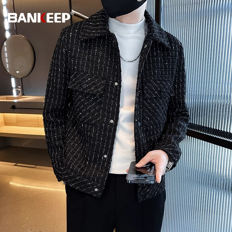 High-End Chanel-Style Men's Jacket 2026 New Spring, Autumn, and Winter Cool Short Plaid Lapel Jacket Men's Trendy Style