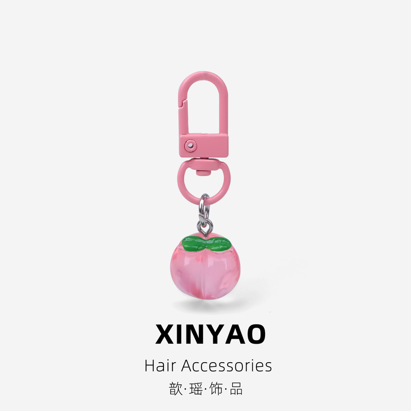 Semi-Three-Dimensional Peach Pendant, Simulated Fruit Trinket, Cute Translucent Peach Keychain, Creative Hanging Ornament