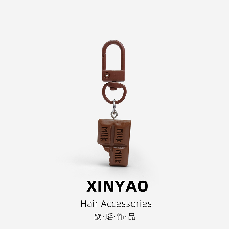 Bag Keychain with Unique and Creative Design, Cute New Style Doll Resin Fashion Chocolate Block Small Pendant for Backpack