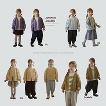 Kindergarten baby niche Korean style patch cardigan sweatshirt Yuners mother girls autumn new style pure cotton jacket
