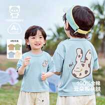 Kaka Panda baby clothes boys pure cotton short-sleeved T-shirt summer clothes girls baby childrens clothes childrens summer tops
