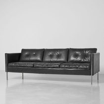 Pierre Paulin sofa designer mid-century style black leather sofa large flat floor sofa living room