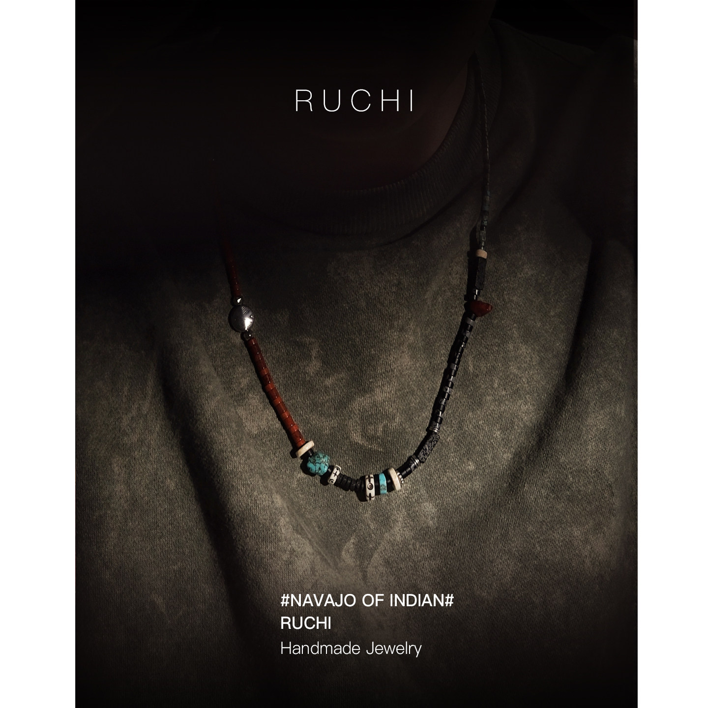 Like a Blazing Flame | Navajo | Designer Original Natural Stone Necklace for Men, Vintage Clavicle Chain, High-End and Niche Quality