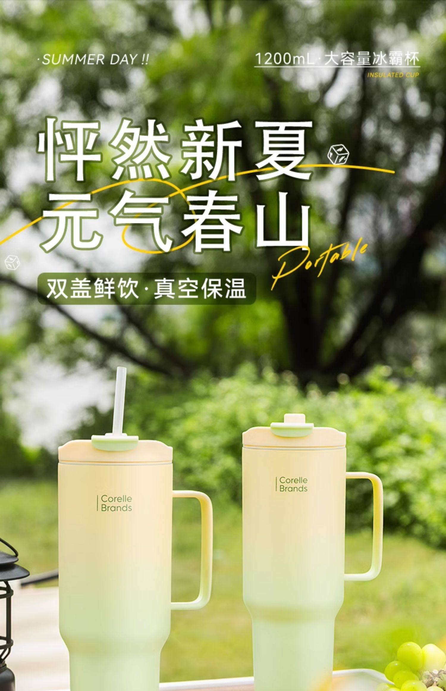 VISIONS 康宁 316L不锈钢 真空巨无霸冰霸杯 吸管杯 1.2L 天猫优惠券折后￥119包邮（￥249-130）