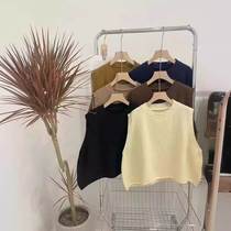 Korean rolled edge design short loose large size stacked knitted vest womens sleeveless knitted vest
