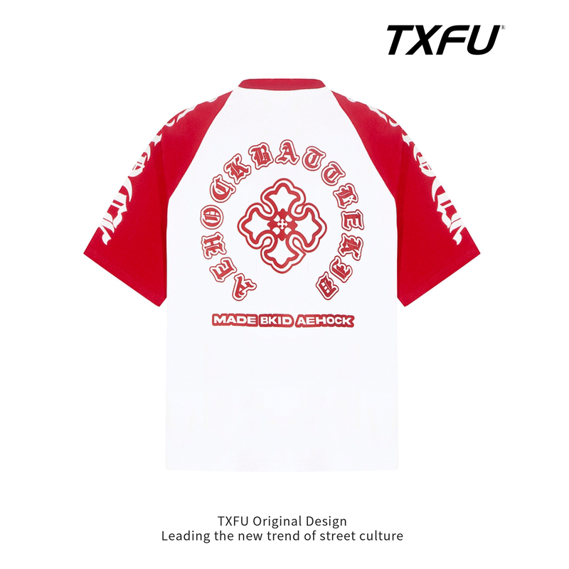 Txfu Original American Retro Gothic Style Letter Printed Short-Sleeved Men's T-Shirt Summer New Loose Couple Top