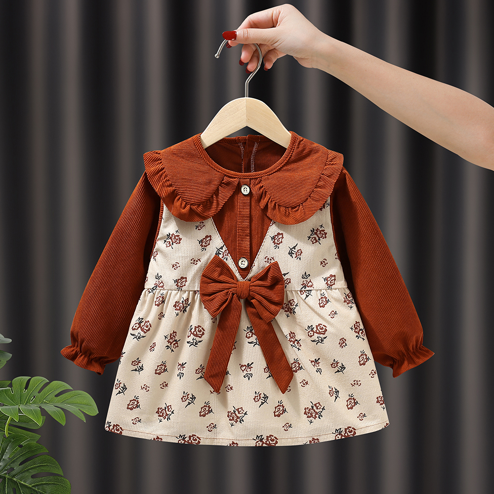 Princess-style corduroy waterproof and dirt-proof children's coveralls