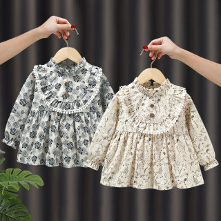 新款儿童罩衣宝宝吃饭围兜防水防脏灯芯绒女童护衣婴儿反穿衣围裙