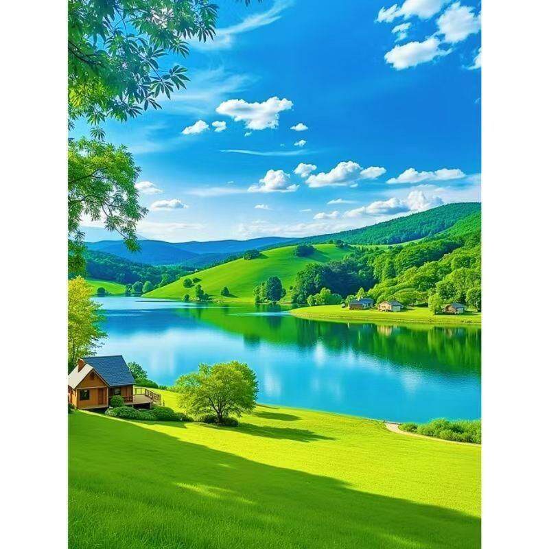 Nature Landscape Poster Self-Adhesive Decorative Wall Sticker Grassland Lake Bedroom Living Room Entrance Mural Nature Landscape Poster Self-Adhesive Decorative Wall Sticker Grassland Lake Bedroom Living Room Entrance Mural