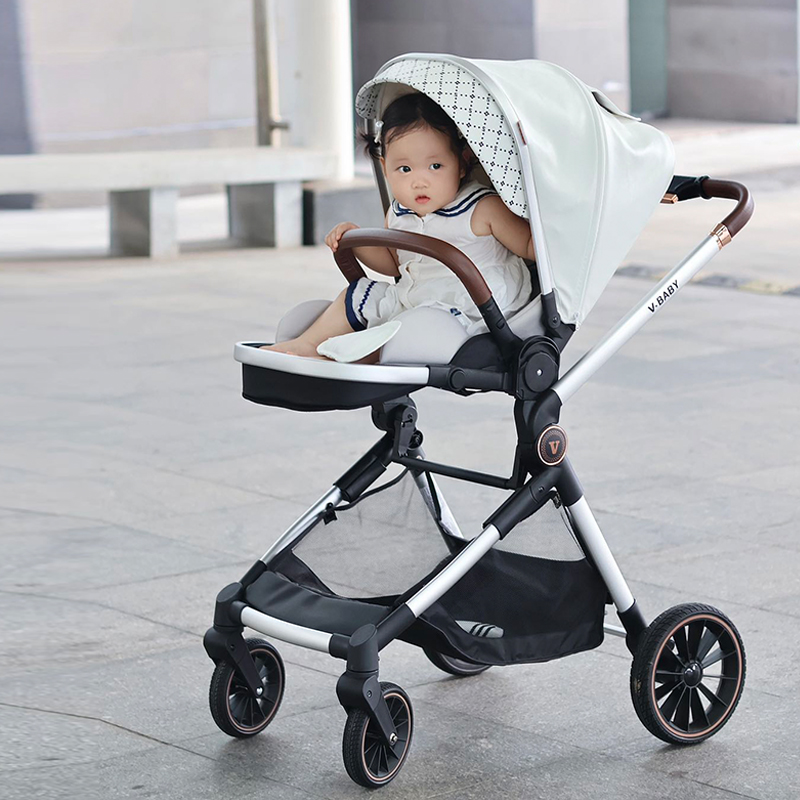 VBABY双方向ベビーカー、軽量で視界の良いベビーカー、座ったり横になったりできる、子供用ベビーカー、ベビーカー