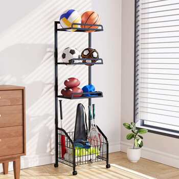 Basketball storage rack for household indoor children's football storage rack for volleyball rack for badminton storage basket for earth rack