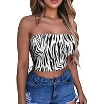 Summer Vest Crop ops Women Se Printing ops rapless Bande