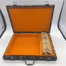 Chinese chess box high-end gift wooden box empty box chess board business gift box suitcase retro leather suitcase lock