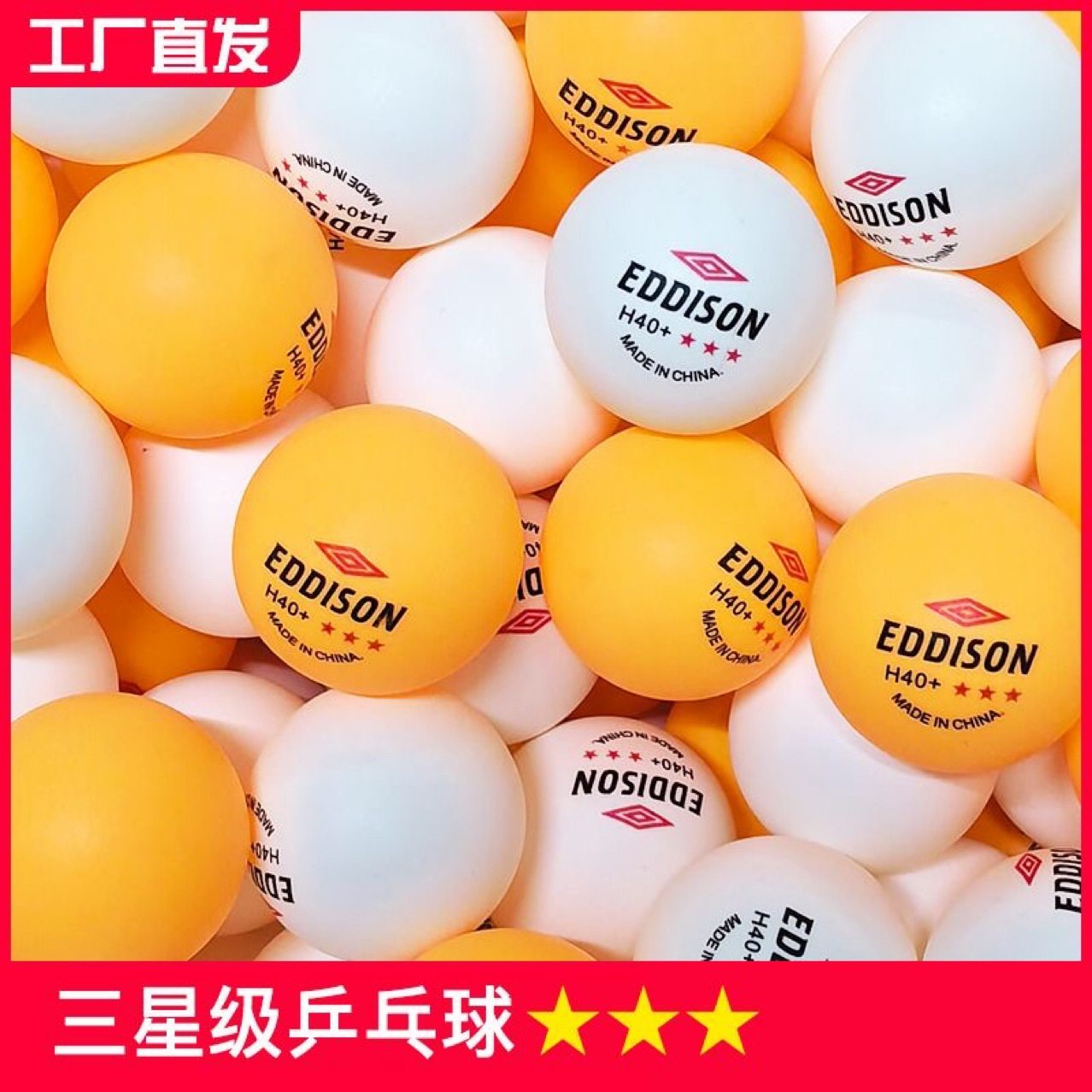 Table Tennis Balls, Thickened, 100 Three-Star Balls, New Material, High Elasticity, Professional Training, Durable, Competition-Specific Balls