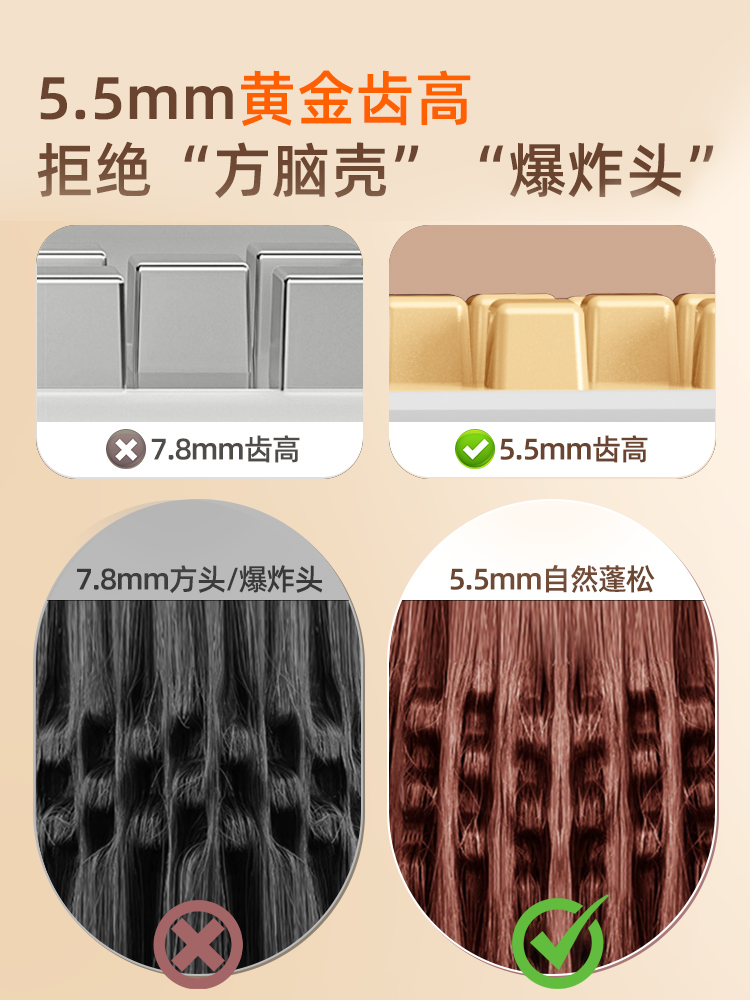 Xiaxin Wireless Corn Perm Hair Straightener for Women, High Crown Hair, Negative Ion, Home Use, Volumizing Hair Root Lifting Tool