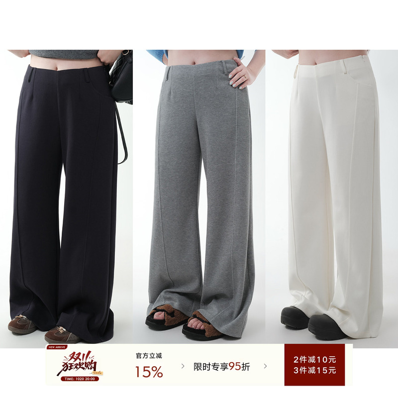 Li Sasa V-Waist Slimming Pants for Women, Autumn and Winter, Slightly Plump, Narrow Straight-Leg Casual Pants, Chopstick-Leg Effect