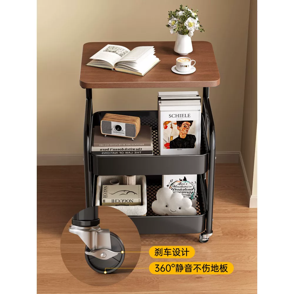 Second-hand movable trolley storage rack bedside table living room sofa side table coffee table snack storage rack