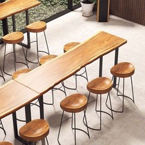 Solid wood bar table home balcony wall narrow table long table milk tea shop bar high table and chair combination supplier