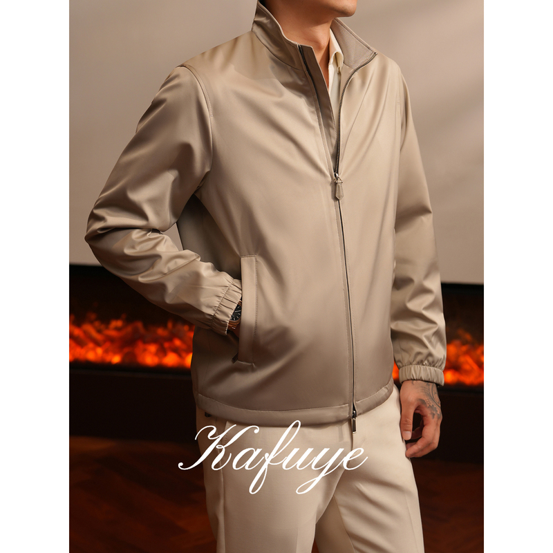 Kafuye Men's Clothing [Stiff and Elegant Style] Italian Old Money Style Stand Collar Jacket Men's Casual Business Coat Autumn 7176