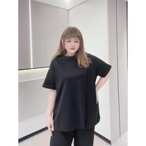 Fat Fairy Yingying plus size womens clothing for fat mm summer Korean style loose casual casual discreet machine slit short-sleeved cotton T-shirt