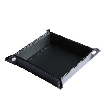 Solid Color Leather Storage Tray Desktop Small Coin Tray Office Desk Organizer Home Daily Use Pu Storage Box
