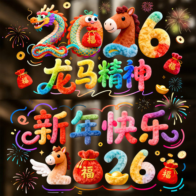 2026 New Year Decoration Window Stickers Cute Year of the Horse 3D Static Cling Window Arrangement New Year's Day Spring Festival Glass Door Stickers 5D