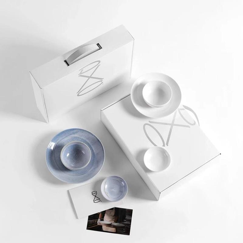 High-End Handmade Kiln-Glazed Minimalist Ceramic Bowl, Plate, Dish, Chopsticks, and Cutlery Gift Box Set, Premium Housewarming Gift High-End Handmade Kiln-Glazed Minimalist Ceramic Bowl, Plate, Dish, Chopsticks, and Cutlery Gift Box Set, Premium Housewarming Gift