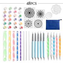 Cross-border creative tools 48-piece set painting template acrylic paint silicone dot drill pen palette