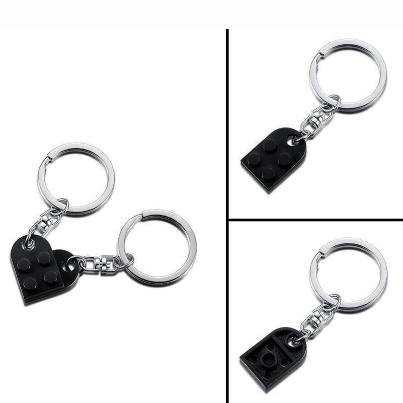 Keychain Couple Puzzle European and American New Style Pendant, Detachable Building Blocks, Couple Heart Keychain, Creative