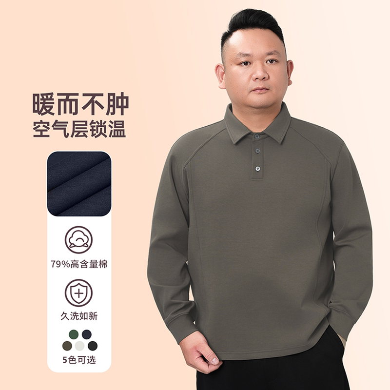 New [Seven Sandwich Air Layer] Three-Dimensional Splicing Long-Sleeve Polo Shirt for Men, Large Size, Loose, Casual, Business 9562
