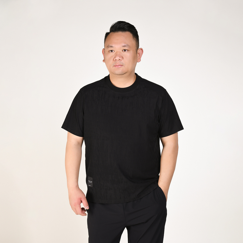 New [Linear Texture Jacquard] Short-Sleeved Spring and Summer Large Size Men's Versatile Loose Casual T-Shirt Top 9448