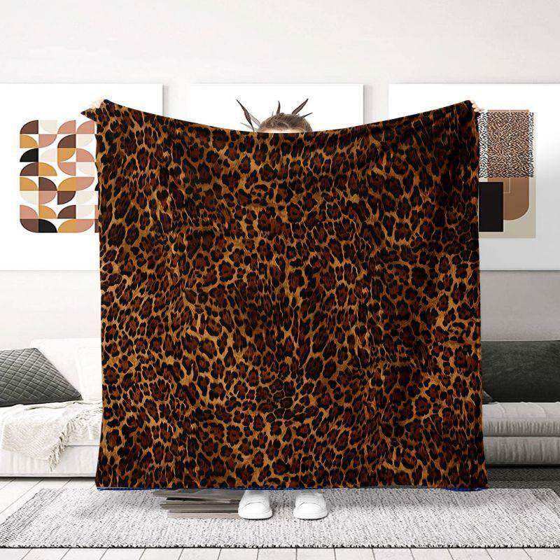 Vintage Leopard Print Flannel Machine Washable Living Room Sofa Car Travel Universal Portable ins Style Vintage Leopard Print Flannel Machine Washable Living Room Sofa Car Travel Universal Portable ins Style