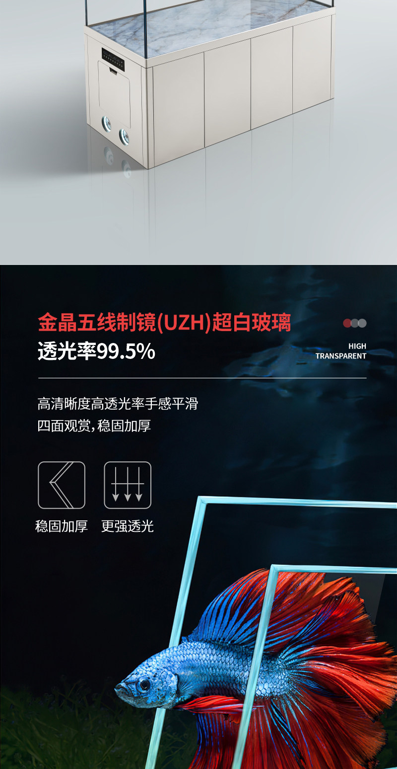 满堂鸿SU9max不锈钢金晶超白高水位大型混养缸龙鱼缸虎鱼缸 detail 14