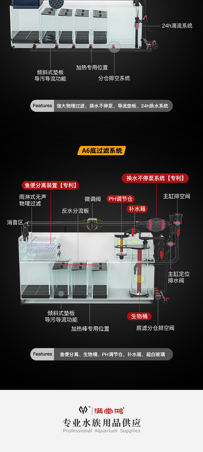 满堂鸿专业混养钢木结构落地鱼缸北美黑胡桃带静音过滤超白玻璃 detail 17