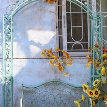 American country retro iron gardening European style villa outdoor climbing bracket arch garden door aluminum tube plastic flower arrangement