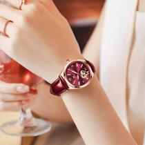 (Xiaowu Shepin) Swiss watch womens fully automatic mechanical watch fashion hollow stainless steel leather business diamond-encrusted womens watch