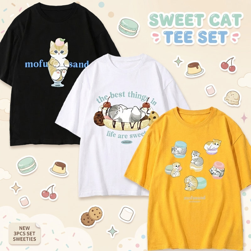 Nasa Cat Fushandi Rabbit Cat Unisex Merchandise Shark Cat Collaboration Print T-Shirt Short Sleeve Summer Clothes Nasa Cat Fushandi Rabbit Cat Unisex Merchandise Shark Cat Collaboration Print T-Shirt Short Sleeve Summer Clothes