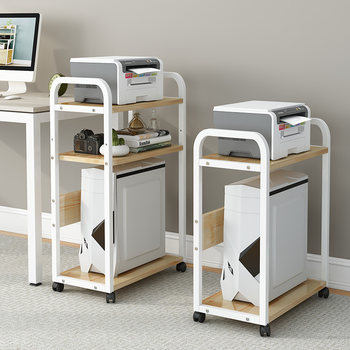 Solid wood computer host rack floor-standing printer storage rack multi-layer storage rack office desktop chassis bracket