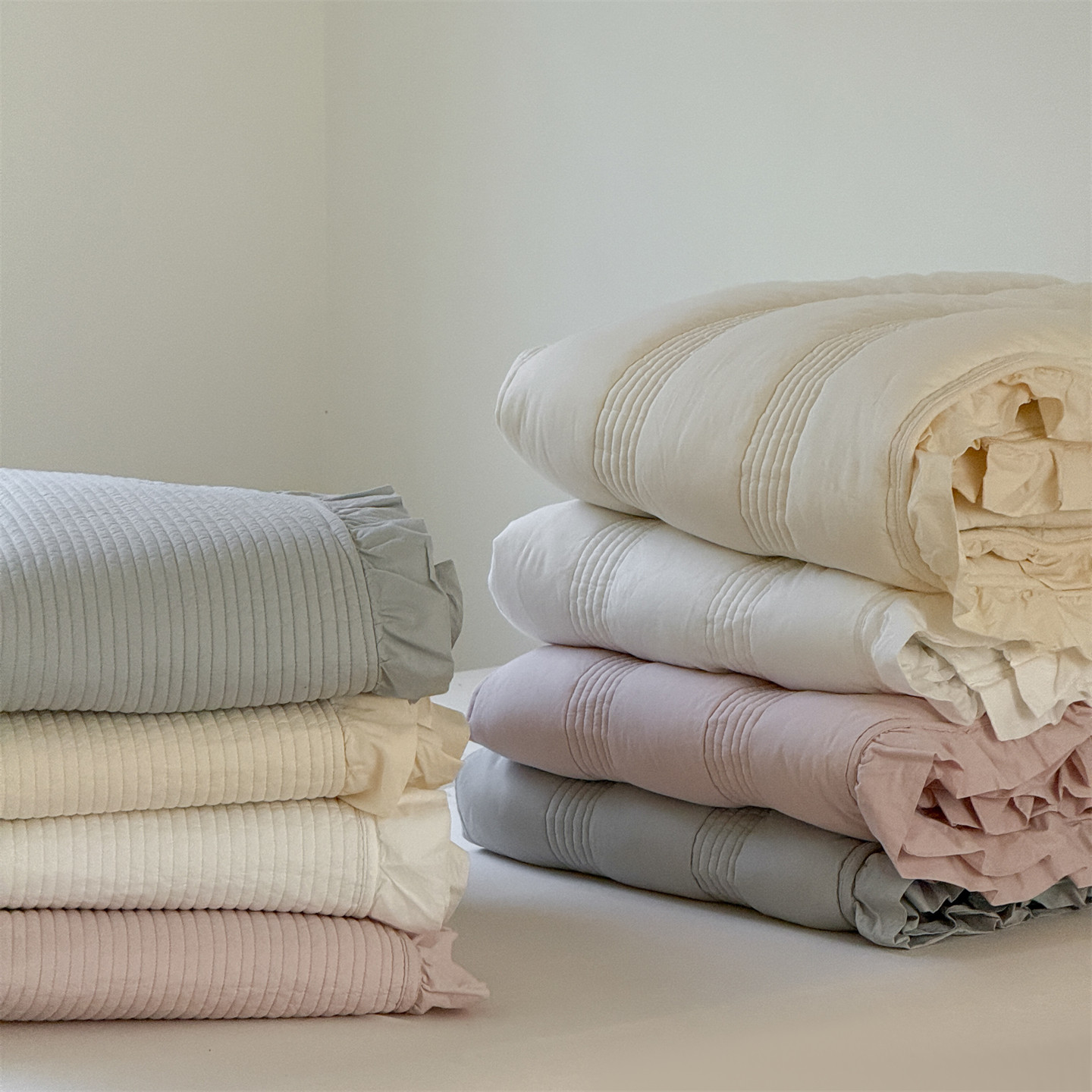 Корейский комплект постельного белья из чистого хлопка 60 нитей, простой однотонный покрывал трех предметов, свежее стеганое одеяло четыре предмета