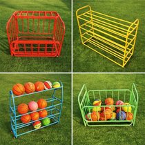 Basketball rack childrens ball cart cart volleyball football ball storage basket mobile ball basket frame iron color kindergarten