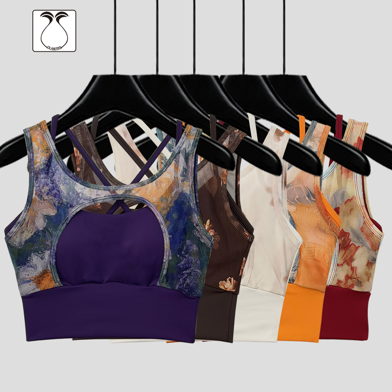 2026 New Summer Colorful Printed Mesh Yoga Clothing Set for Women Quick-Drying Sports Fitness Vest Pilates Outerwear