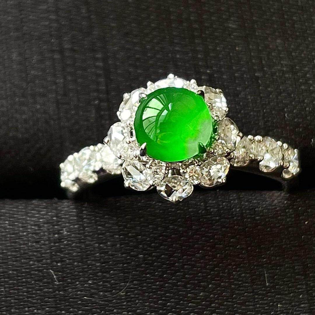 Burmese jade ring inlaid with gold and jade ring natural jade