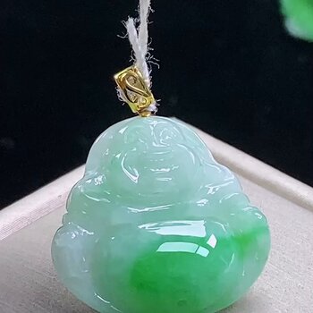 Myanmar jadeite buddha gong inlaid with gold and jade pendant natural jade