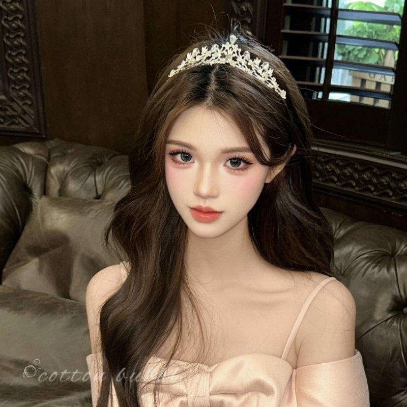 Crystal Princess Crown Headband, Goddess's 18th Birthday Rhinestone Crown Headband, High-End Bridal Hair Accessory
